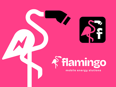 Logo Design - Flamingo Mobile Energy automotive bird branding brandmark car charger charing station crane electric electrician electricity energy flamingo florida idetity lightening logo miami minimalist power