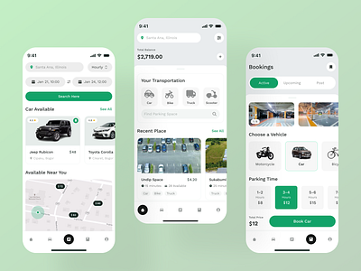 Parking Mobile App app design booking clean ui design ios app design location map mobile mobile app parking booking parking lot parking space space ui ui design uiux ux vehicle