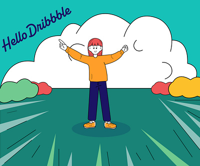 Hello Dribbble ! character colors design dribbble graphic design hello dribbble illustration