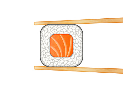 Salmon roll 3d chopsticks fish food illustration graphic design illustration japanesecuisine realistic vector rise sushi traditional food vector wooden chopsticks