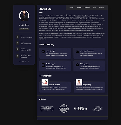 Personal - vCard/Resume Portfolio Website html portfolio personal portfolio responsive website web design website design