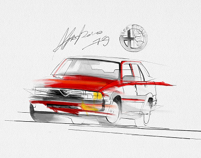 Alpha Romeo 75 adobe alpharomeo caranddriver cardesign drawing illustration pencil