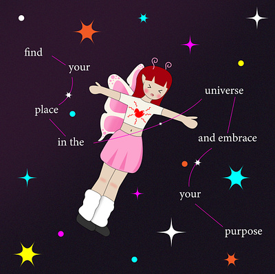 Motivational poster. Illustration character fairy find your place graphic design illustration motivation poster universe