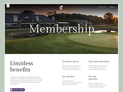 Membership Page of a Golf Club fold club landing page membership ui ux