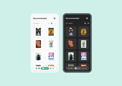 Book Nest 📕 app design dark mode light mode mobile ui