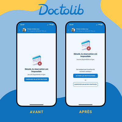 Doctolib : notification d'ouverture de créneau app doctolib figma notification product design ui ux