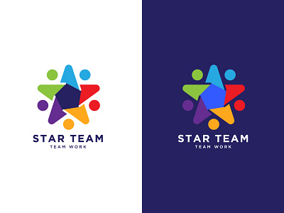 Star Team Logo Design Concept branding colorful concept design family group human logo minimal modern people star star team team team work