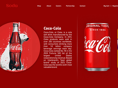 Soda website prototype design animate animation coca cola pepsi prototype soda ui uiux ux website