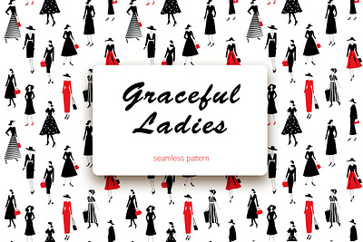 Graceful Ladies background design branding design female graphic design illustration pattern design seamless pattern