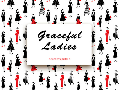 Graceful Ladies background design branding design female graphic design illustration pattern design seamless pattern