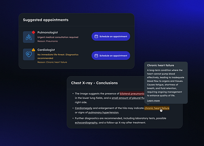 X-ray Diagnosis - Interactive Medical Glossary ai analysis app application dark mode design diagnosis doctor image to text medical minimal scan ui ux x ray xray