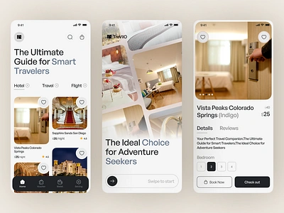 TreVilO-Travel Hotel Booking mobile app booking booking app design hotel booking mobile app mobile app design mobile app travel mobile ux tour travel travel app travel booking travel service travell trip app trip project ui uiux vr app website design