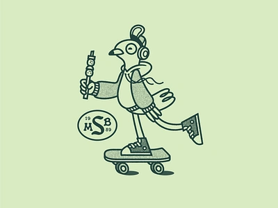 Rollin' with the birdies albatross bird gull kebob mascot mascot design mediterranean merchandise design middle eastern restaurant branding restaurant design seabird seagull skate skateboard skater streefood tshirt design