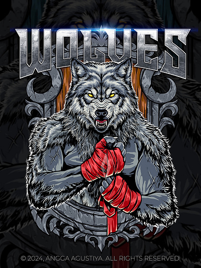 WOLVES BOXING animal art beast boxer boxing club design drawing esport fight fighter game graphic design illustration logo mascot sport team wolf wolves