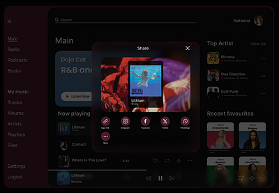 Web Music Player Social Share dailyui design designchallenge ui ux