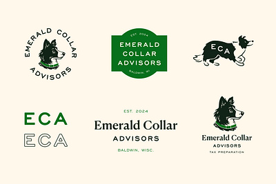 Emerald Collar Advisors border collie brand identity branding cpa dog emerald graphic design identity design illustration illustrator logo logotypes midwest small business tax tax preparation typography vector vintage wisconsin