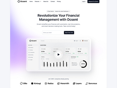 SaaS Landing Page, Ocsent Hero Section 🚀 cleanui creativedesign dashboarddesign designinspiration designprocess digitalproduct fintechdesign interactiondesign landingpage minimalistdesign motion graphics productdesign responsivedesign saasdesign uidesign uiux userexperience userinterface uxdesign webdesign