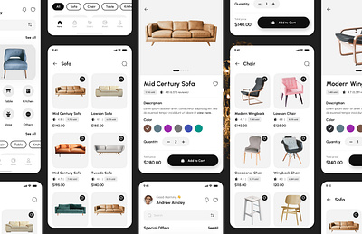 Sofa Selling App UI UX Design by Amara Ashraf app desgn app ui desginer e commerce app design figma desginer figma ui ux sofa app design ui ux designe