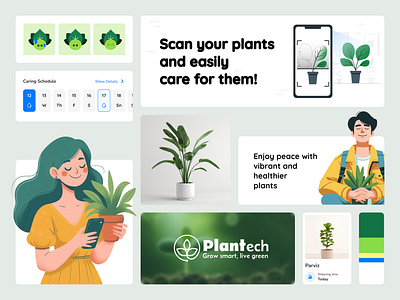 "Plantech" Mood Board: AI-Powered Plant Care App ai appdesign ar augmentedreality designprocess digitaldesign innovativedesign inverse plantcare plantech portfolioproject smartgardening uiux