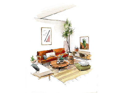 Light Watercolor Interior aquarelle art artwork drawing illustration interior painting render room sketch visualisation watercolor watercolour watercolour interior