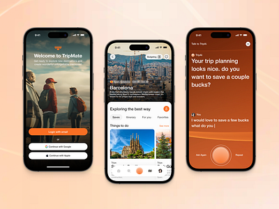 TripMate - Traveling AI App ai aichat app chatai design explore interface product design travel traveling travelingapp ui user interface