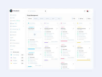 Project Management crm dashboard figma interface kanban project management webapp