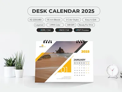 2025 Desk Calendar Printable A5 Size 2025 calendar agencies agency agency calendar branding business calendar company corporate creative design entreprises graphic design logo monday month office print printable template