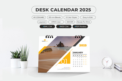 2025 Desk Calendar Printable A5 Size 2025 calendar agencies agency agency calendar branding business calendar company corporate creative design entreprises graphic design logo monday month office print printable template