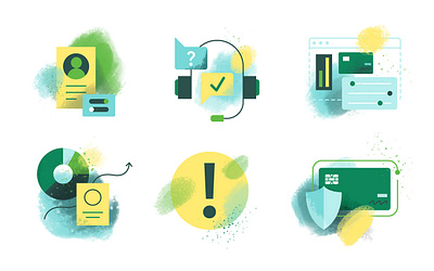 Financial Spot Illustrations - Set 1 abstract app branding design finance financial flat green icon icons illustration money tech texture ui ux vector watercolor