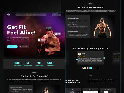 Gym Landing Page bold typography clean ui fitness fitness community fitness motivation fitness transformation fitness website gym landing page gym ui design health wellness interactive fitness modern ui motivation responsive design user friendly ux website workout youtube channel