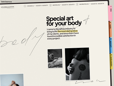 Tattoo Artist portfolio website artist website collage design collage website creative design design modern website portfolio tattoo website ui uiux web development webdesign website