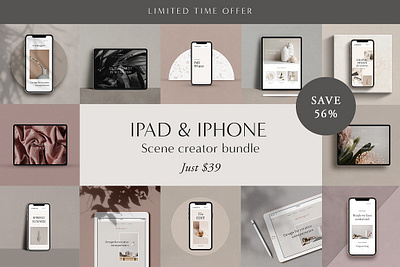 4 IN 1 iPad & iPhone Mockup Bundle bundle ipad ipad pro ipad pro mockup iphone iphone mockup iphone x minimalist mock up mockup mockup bundle scene creator scene creator bundle scene generator shadow overlay shadows website mockup