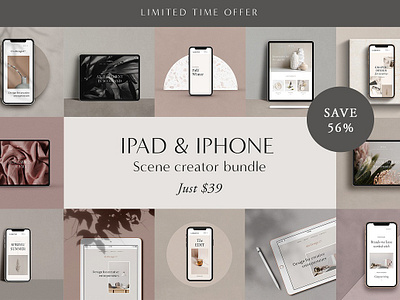 4 IN 1 iPad & iPhone Mockup Bundle bundle ipad ipad pro ipad pro mockup iphone iphone mockup iphone x minimalist mock up mockup mockup bundle scene creator scene creator bundle scene generator shadow overlay shadows website mockup