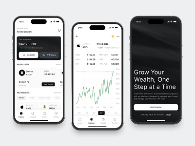 Investment Mobile App app chart clean crypto design fireart invest stock ui ux