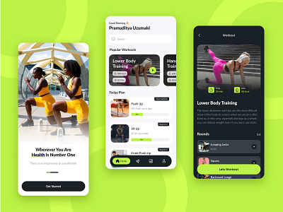 Fitness App branding designsystem logo progresstracking sportstraining ui userflow ux weightloss wireframe