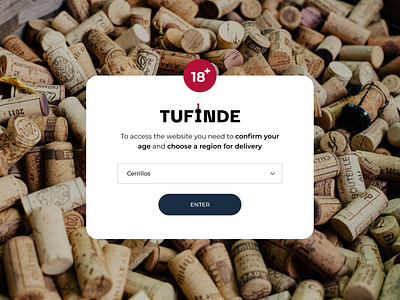 Pop-up 'Tufinde' 18+ 18 21 app e commerce field interface landing page online store popup ui uiux ux webdesign website