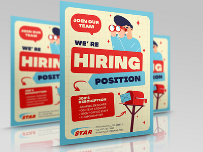 Hiring Flyer Template Vol.2 business compnay corporate design employee flyer illustration job leaflet new position poster