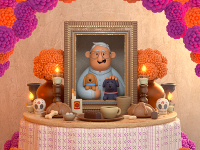 Ofrenda 3d altar art c4d character design diademuertos family illustration love mexico offering ofrenda render traditions vago3d