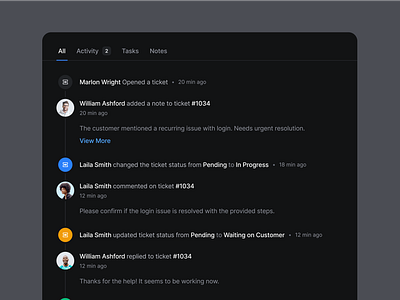 Activity Feed Dark Mode - SquareUi activity activity feed design system figma product design ui ux web design