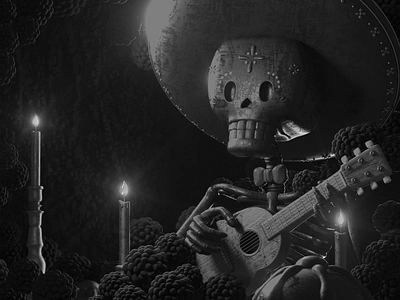 Calavera 3d 3dart c4d calavera character design guitarra illustration mariachi mexico music render skull vago3d