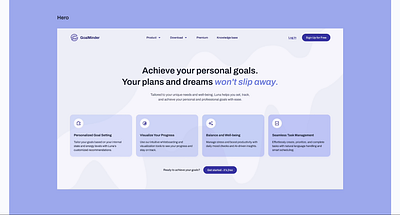 Website design for GoalMinder animation branding concept design hero interaction interface landing ui webdesign website