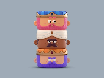 Three Wise Men 3d blender c4d character cute design head illustration render reyesmagos threewisemen vago3d wizard