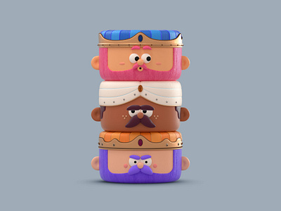 Three Wise Men 3d blender c4d character cute design head illustration render reyesmagos threewisemen vago3d wizard