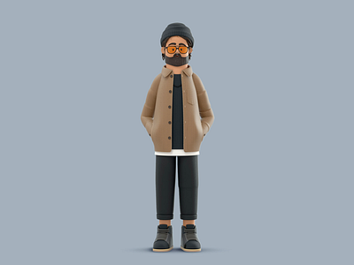 Aesthetic 3d 3dart aesthetic blender c4d character design fashion hipster illustration man render self portrait vago3d