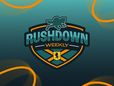 Rushdown Weekly - Logo badge branding design esports flag game gaming graphic design lion logo logo design rush shield super smash bros tournament weekly