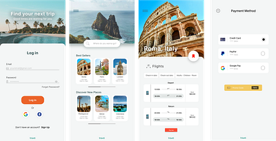 TRAVEL App: Fictional Project. app art branding design flat graphic design illustration illustrator logo typography ui ux vector web web design website