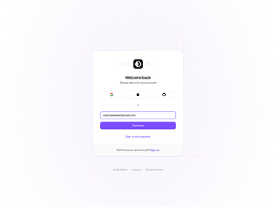 Sign in / Login with Passkey 🌏 clean design form login minimal modal modern onboarding passkey product design sign in text field ui user experience user interface website welcome whitespace