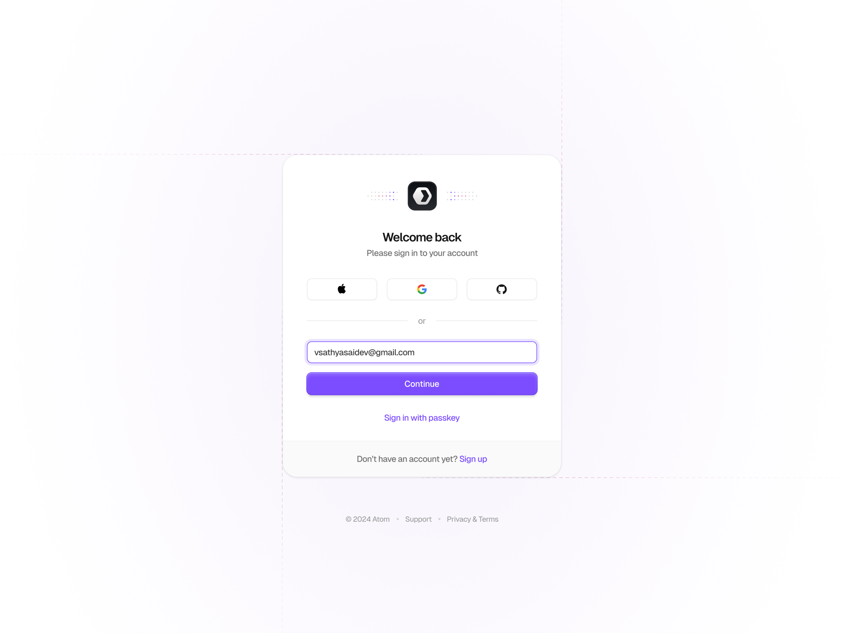Sign in / Log in with Passkey 🌏 clean design form login minimal modal modern onboarding passkey product design sign in text field ui user experience user interface website welcome whitespace