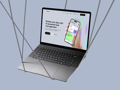 AI Task Organizer App Landing Page Design ai ai assistant ai task organizer branding daily task tracker design graphic design landing page mobile app personal task task management app ui ux website