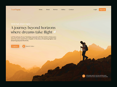 TrekTopia - travel hero section design adventure hero banner hero image inspiration iqra khanmohammadiqra landing page minimal nature tour tourism travel agency travel landing page travel website travelling trends trip ui ui design ui trends